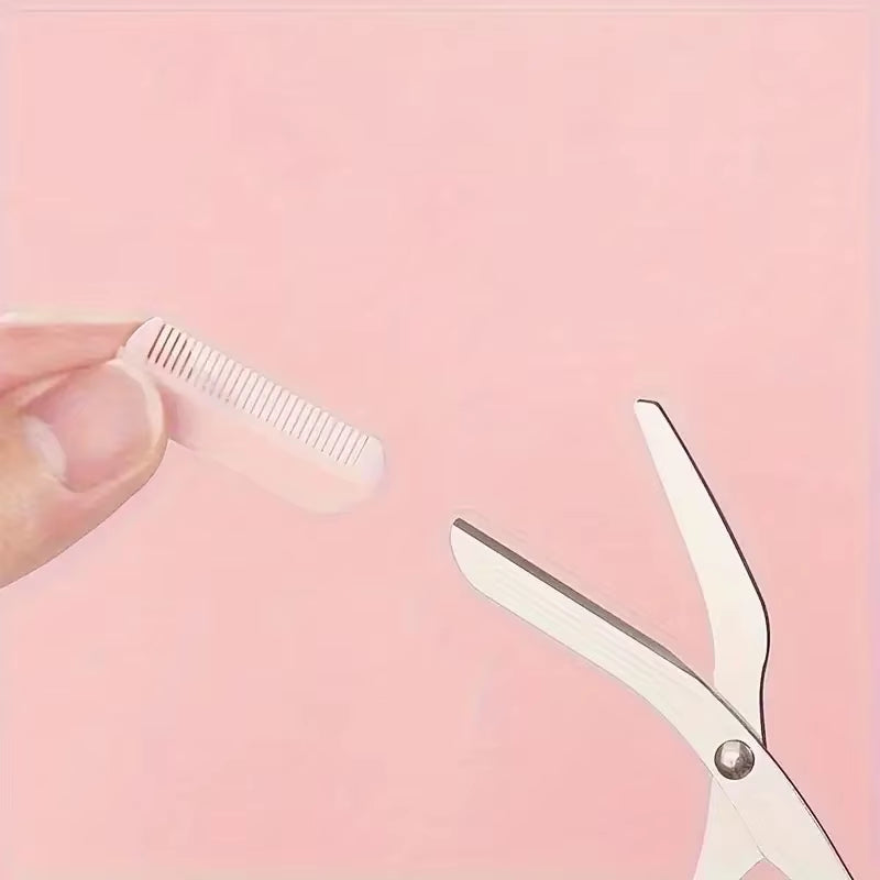 3-Piece Eyebrow Trimmer Set, Scissors and Comb, Stainless Steel Shaver, Eyelash Beginner Makeup Tool, Removal Accessories