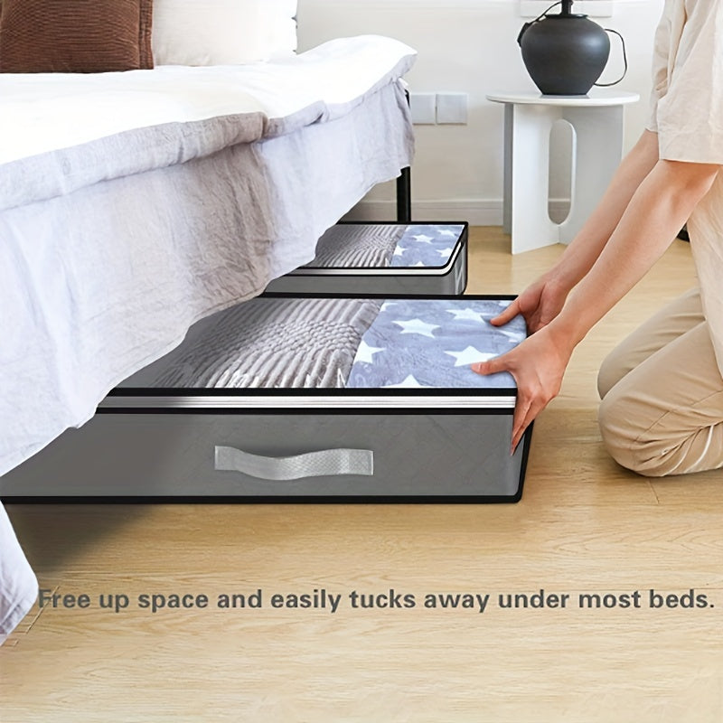Under-Bed Storage Box with Flip-Top Lid - Durable Non-Woven Fabric Organizer for Blankets, Clothes & Bedding | Multi-Purpose Space-Saving Design, Dust-Resistant Contemporary Bedside Storage Solution, Bedroom Organizers And St Beauty Fashion