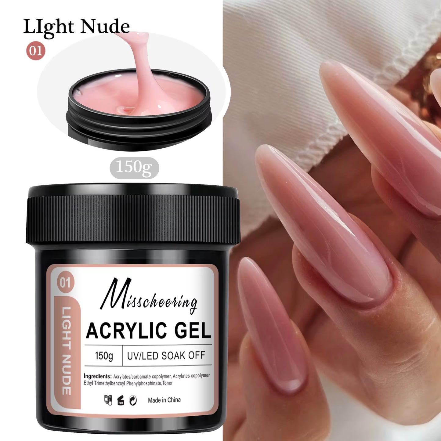 150G Large Capacity Nail Extension Gel Acrylic Semi-Permanent UV/LED Gel Varnish Suitable for DIY Design Nail Art Extension Tool