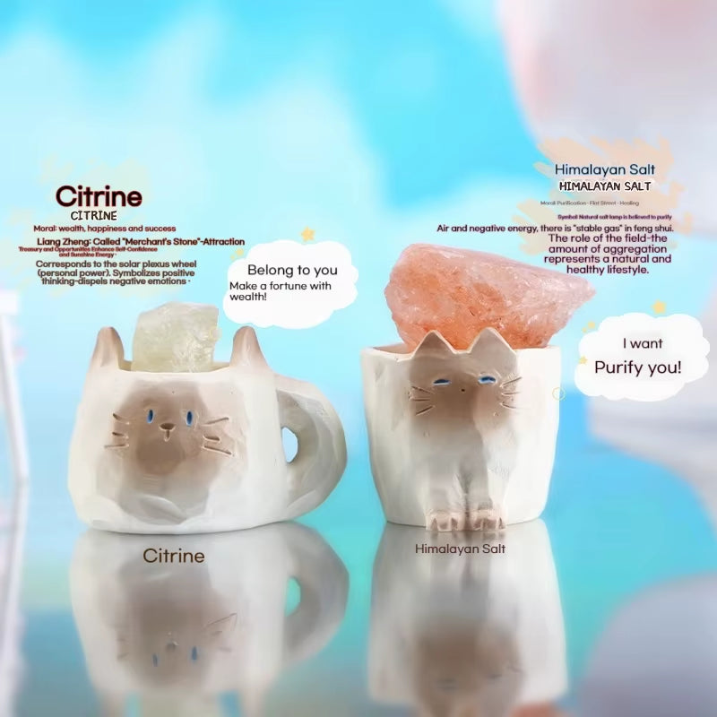 PAL Cat Crystal Blind Box Mini Original Stone Cartoon Figure Cute Office Desktop Car Decor Good Luck Gift for Cat Lovers Toys