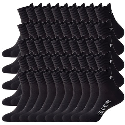 [Sweat-absorbing Sport Socks] 50 Pairs Men's Mid Crew Sport Socks - Sweat-absorbing Comfy Breathable Socks for Basketball Training, Running Outdoor Activities Beauty World Shop