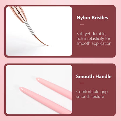 5PCS Nail Art Liner Brush Set - French Stripe/Line/Flower Painting Pens for Acrylic Gel Polish Manicure