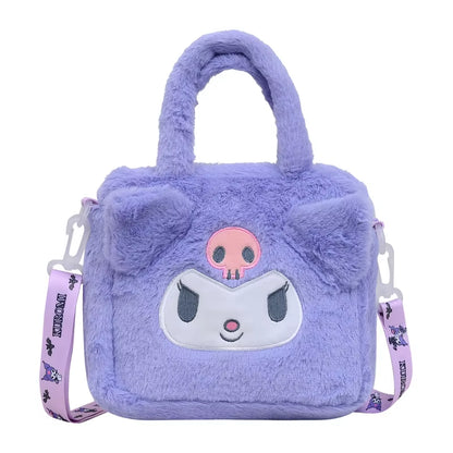 1Pc Sanrio Bag Kawaii Kuromi Cinnamoroll My Melody Cartoon Anime Plush Handbag Cosmetic Bag Travel Storage Bag Women Girl Gifts