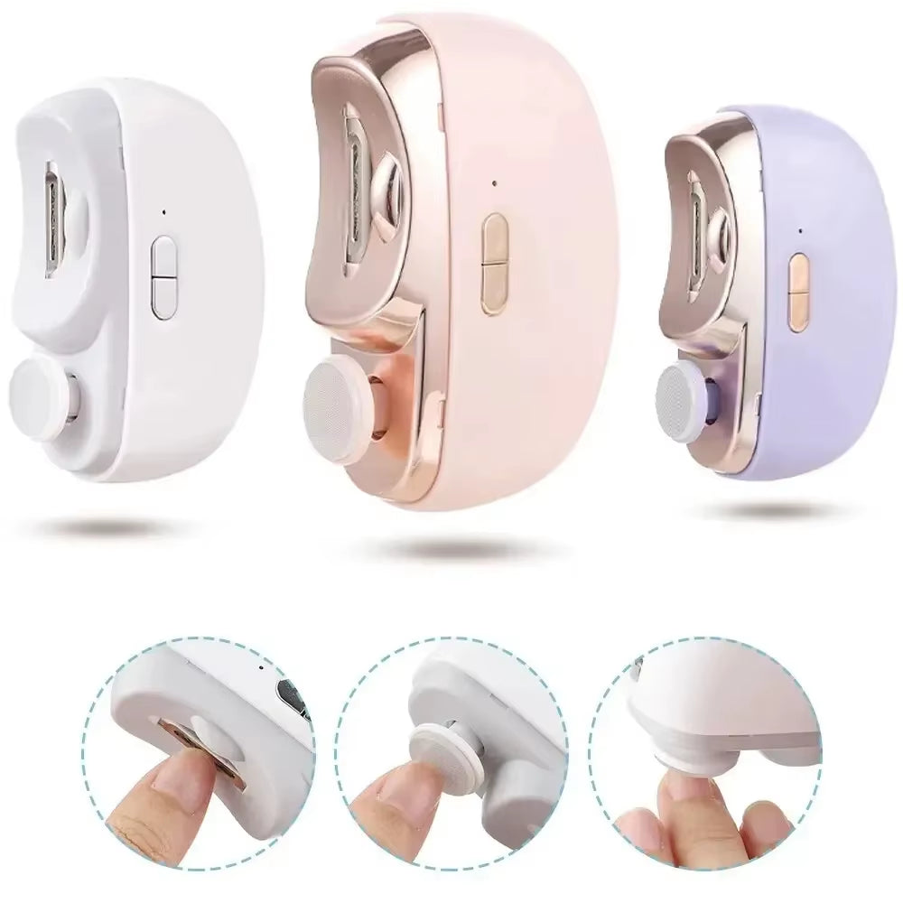 Electric Nail Clipper Safety Automatic Fingernail Clipper with Light Portable Polishing Nail Trimmer for Kids Adults Elderly