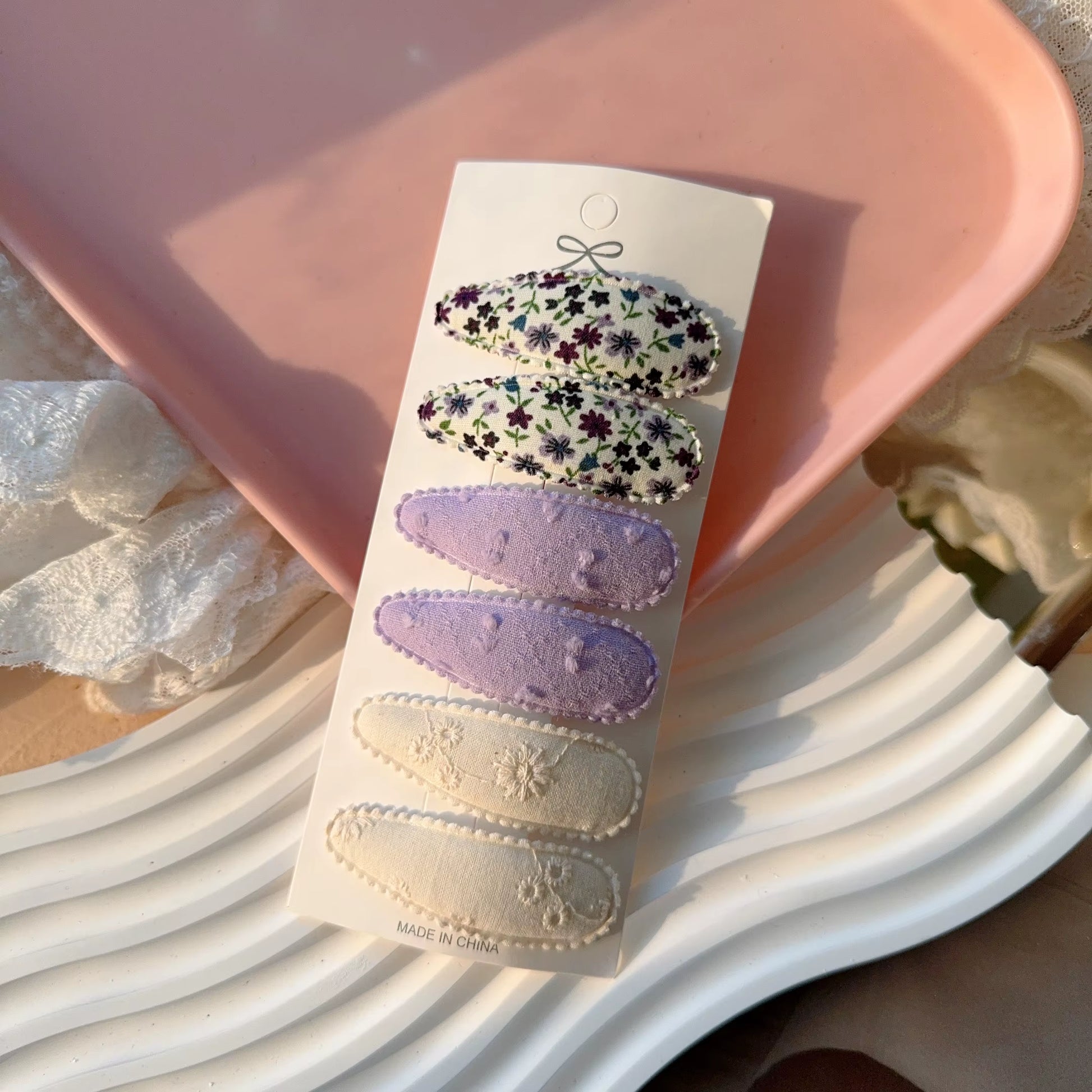 6Pcs/Set Fresh Print Cotton Alloy Hair Clips for Kids Fabric Plaid BB Hairpins Girl Hairgripe Headwear Baby Hair Accessories