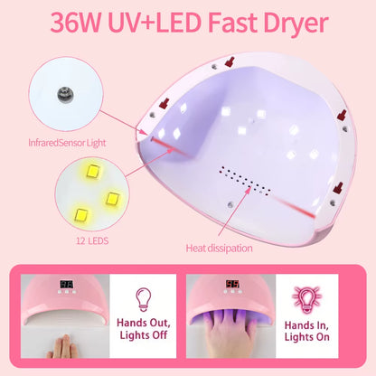 LED Light Nail Lamp Portable Gel Polish Drying Lamps UV Curing Flashlight Machine Pin Cure for Professional Nails Dryer