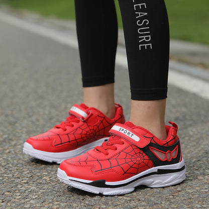 Kids Fashion Sneakers Breathable Lightweight Sport Casual Shoes with Cartoon Spider Web Design, Closure, Low Top PU and Fabric for Boys and Girls – Versatile All-Season Footwear for Outdoor Activities Beauty World Shop