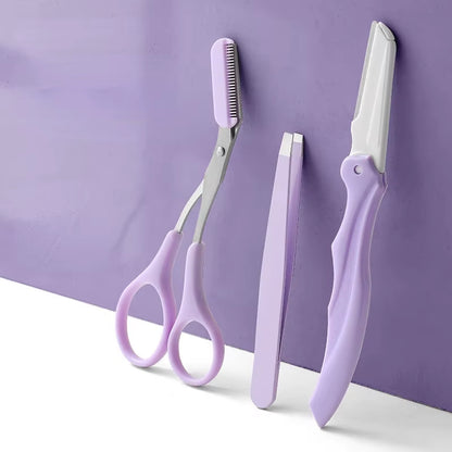 2/3Pcs Stainless Steel Eyebrow Trimmer Folding Eyebrow Trimming Suit Eyebrow Clipper Comb Tweezers Makeup Tools