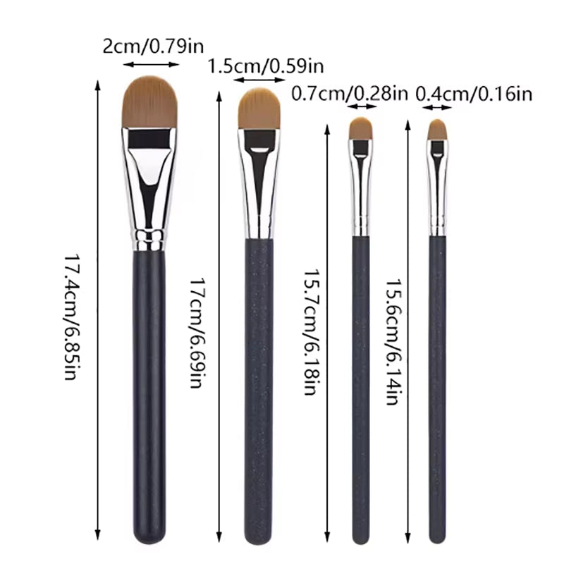 Flat round Ultra-Thin Foundation Concealer Makeup Brush Professional Contour Liquid Cream Concealer Make-Up Tool 4 Types Sizes