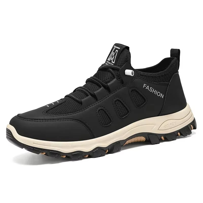 Men Soft Hiking Shoes Summer Breathable Mesh Sneakers Light Black Hike Footwear Walking Shoes Outdoor Shoes Climbing Shoe Male