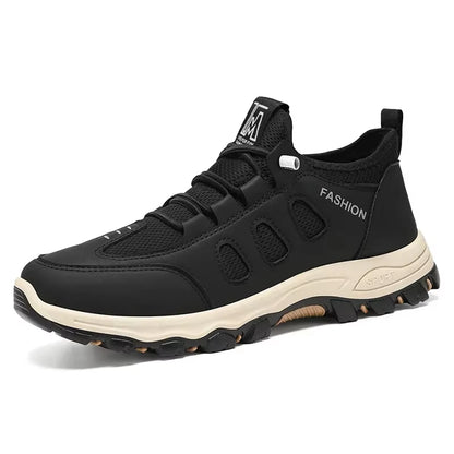 Men Soft Hiking Shoes Summer Breathable Mesh Sneakers Light Black Hike Footwear Walking Shoes Outdoor Shoes Climbing Shoe Male