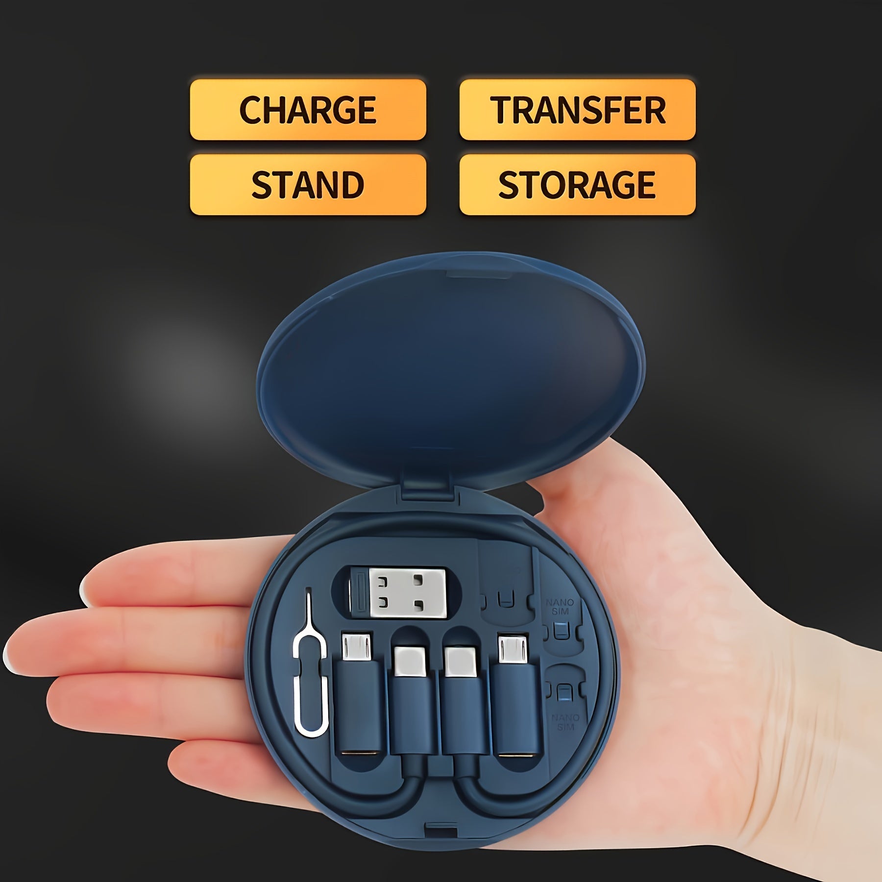 Multi USB Charging Adapter Cable Kit, USB C Conversion Set USB A & Type C to Male Micro/Type C, Data Transfer, Card Storage, Tray Eject Pin, Phone Holder Beauty Fashion
