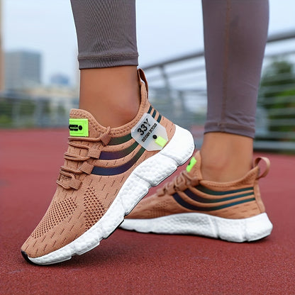 Women's Breathable Knit Platform Sneakers, Casual Lace Up Outdoor Shoes, Comfortable Low Top Sport Shoes Plus Size Beauty World Shop