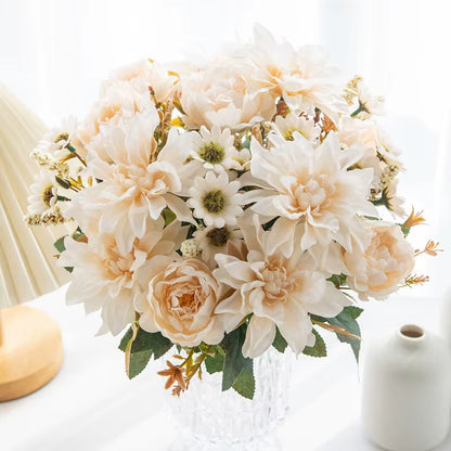 1Pc Hot Sale Artificial Flower Silk Dahlia Rose Daisy Christmas Home Decoration Bonsai Room Wedding Bridal Bouquet Party Diy Box
