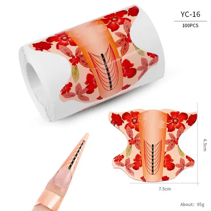 100Pcs Nails Art UV Gel Tips Extension Builder Form Acrylic French Printed Nail Tip Extension Stencil Stickers for Manicure Tool