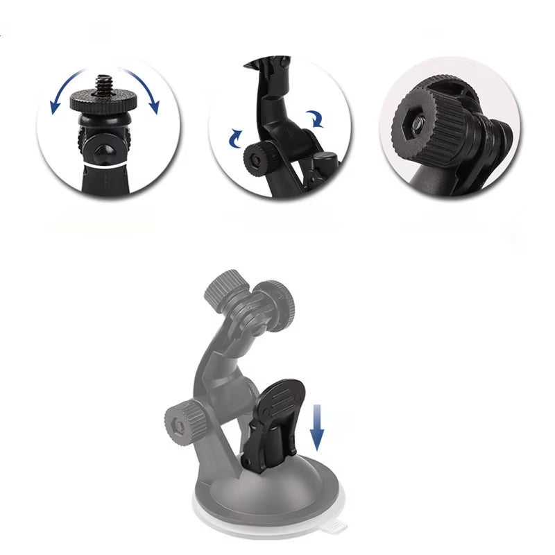 Suction Cup Camera Car Mount with Tripod Adapter Phone Holder for  Hero 13 12 11 10 9 8 DJI Osmo 360 Action 5 Pro 3 4 Insta