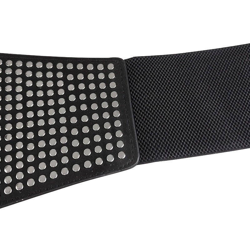 Wide Elastic Studded Belt Female Waist Gothic Plus Size Stretch Girdle Ladies Long Belts For Women Corset Waistband Beauty Fashion
