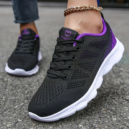 Womens Super-Breathable Lace-Up Sport Shoes - Lightweight & Fashionable Flying Woven Design - Ideal for Casual Everyday Wear - Durable & Comfortable Beauty World Shop