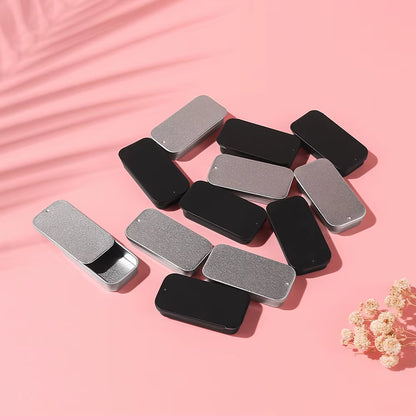 6Pcs Silver/Black 50*25*10Mm Aluminum Box Empty Refillable Containers Aluminum Square Container or Cosmetic, Lip Balm, Cream