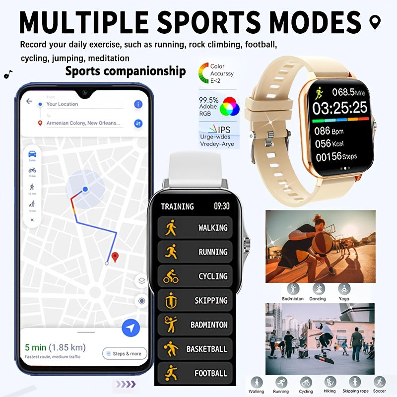 1.83-inch Full Touch Screen Smart Watch for Men And Women, USB Rechargeable, Multi-sport Mode Outdoor Fitness Watch, 180mAh Battery, with Wireless Calling, Remote Camera/music, Message Notification And Dialing, Dual Silicone Beauty World Shop