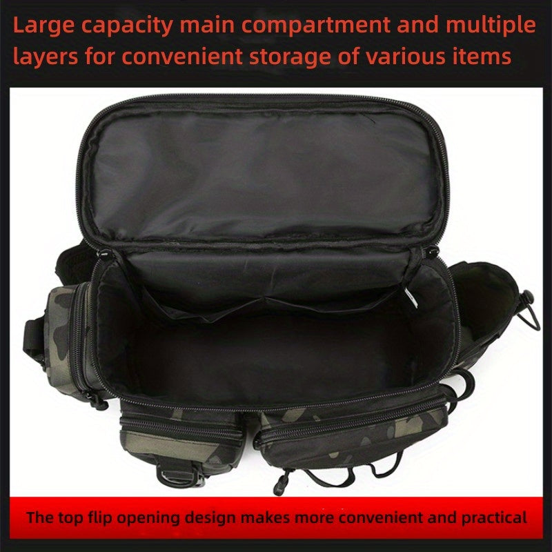 1pc Heavy-Duty Fishing Backpack Tackle Sling Bag with Rod Holder & Multi-Compartment - Lightweight Breathable Mesh Back, Durable Nylon/, Padded Shoulder Straps for Freshwater/Saltwater Fishing Gear, Camping & Outdoor (Ideal G Beauty Fashion