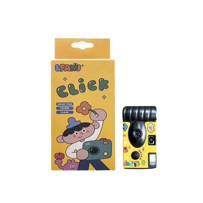 12/27 Sheets Retro Disposable Film Camera Retro Sport Black and White Color Film Dummy Machine with Flash FYE Illustrator Union
