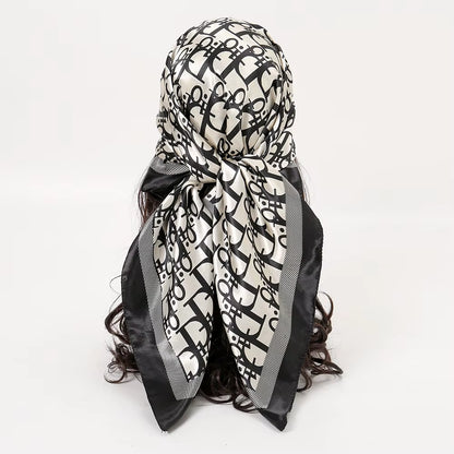 1 Pcs 90Cm Ladies' Silk Scarf Vintage Fashionable Versatile Printed Silk Spring Hair Band Hijab Sunsceen Neckerchief Shawl Wraps
