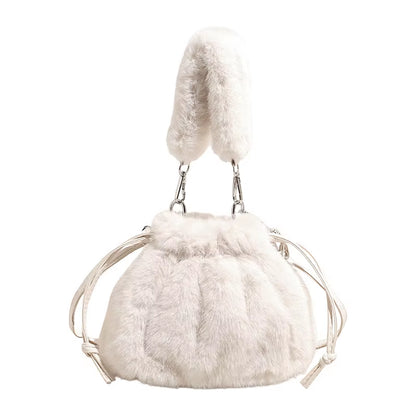 New Trendy Fluffy Commuter Simple Crossbody Bags for Women Fashion Shoulder Handle Storage Bag Texture and Versatile Bucket Bag