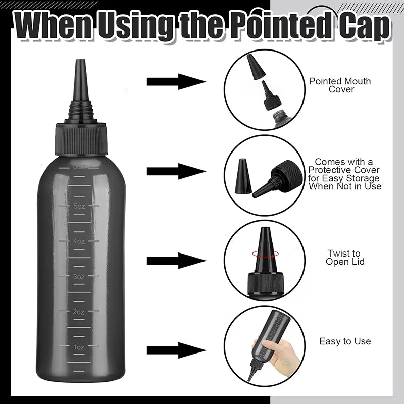 3-Pcs Plastic Refillable Continuous Spray Bottles, Root Comb Applicator Bottle & Squeeze Bottle Set Dye Hair Oil Applicator