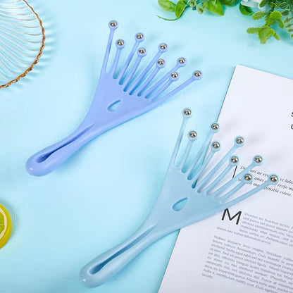 Head Massager Scalp Neck Comb Roller Five Finger 9 Claws Steel Ball Hand Held Relax Spa Hair Care for Hair Growth Stress Relief