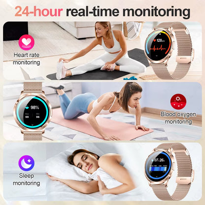 2025 New Smart Watch for Women AMOLED Screen Watches IP68 Waterproof Heart Rate Monitor Ladies Smartwatch for Huawei Xiaomi