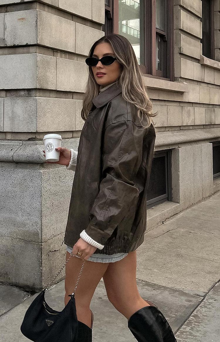 Abbi PU Vintage Brown Bomber Jacket BB Exclusive