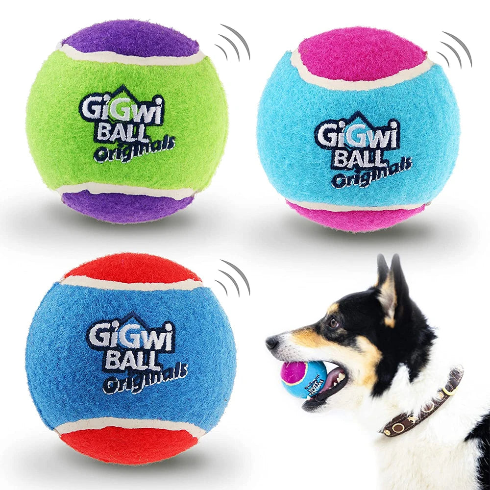 Pet Dog Squeaky Tennis Ball Interactive Dog Toys High Bounce Sound Rubber Ball for Small Medium Dogs Training Outdoor Play Ball