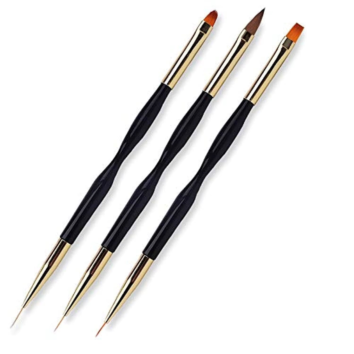LINMANDA Nail Art Brushes 3Pcs Nail Brush Set with Gel Polish Pens and Liner Brush for Home and Professional Salon Use