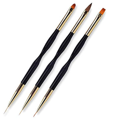LINMANDA Nail Art Brushes 3Pcs Nail Brush Set with Gel Polish Pens and Liner Brush for Home and Professional Salon Use