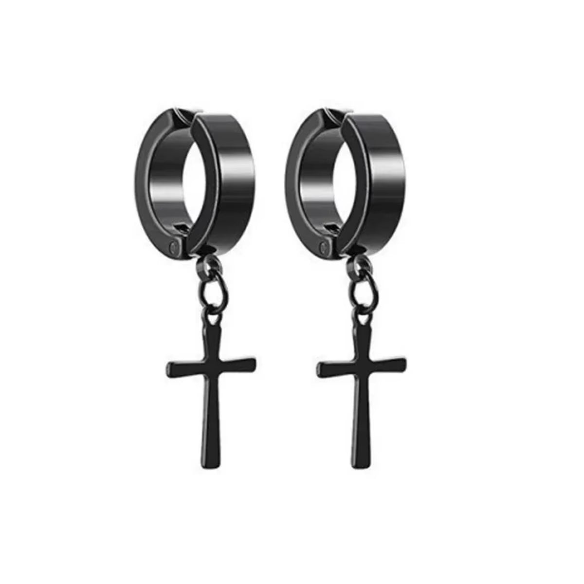 2Pcs Punk Mens Strong Magnet Magnetic Ear Stud Set,Non Piercing Cross Clip-On Earrings Suitable Gifting Boyfriend Lover Jewelry