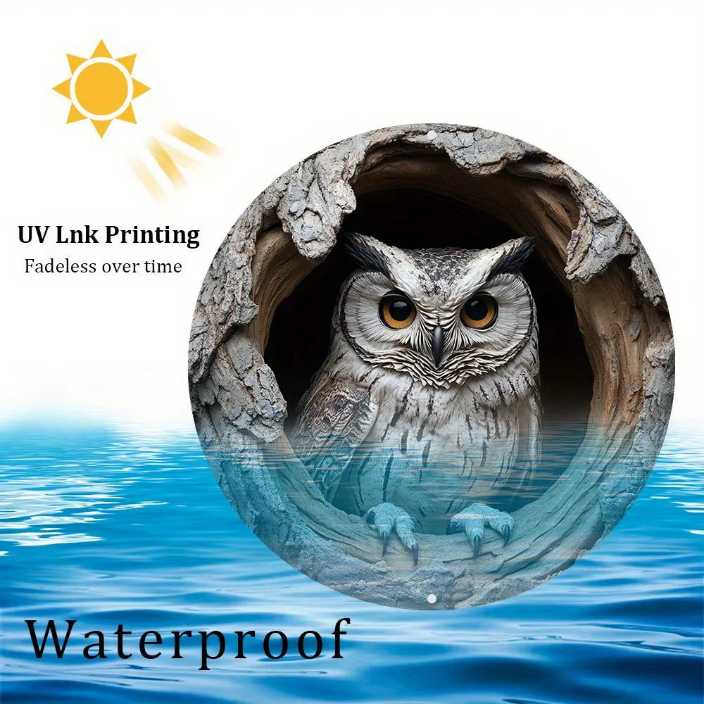 Contemporary Owl Wall Theme round Wooden Home Kitchen Garden Club Garage Office Wall Decor Ideal Holiday Gift 8 Inch