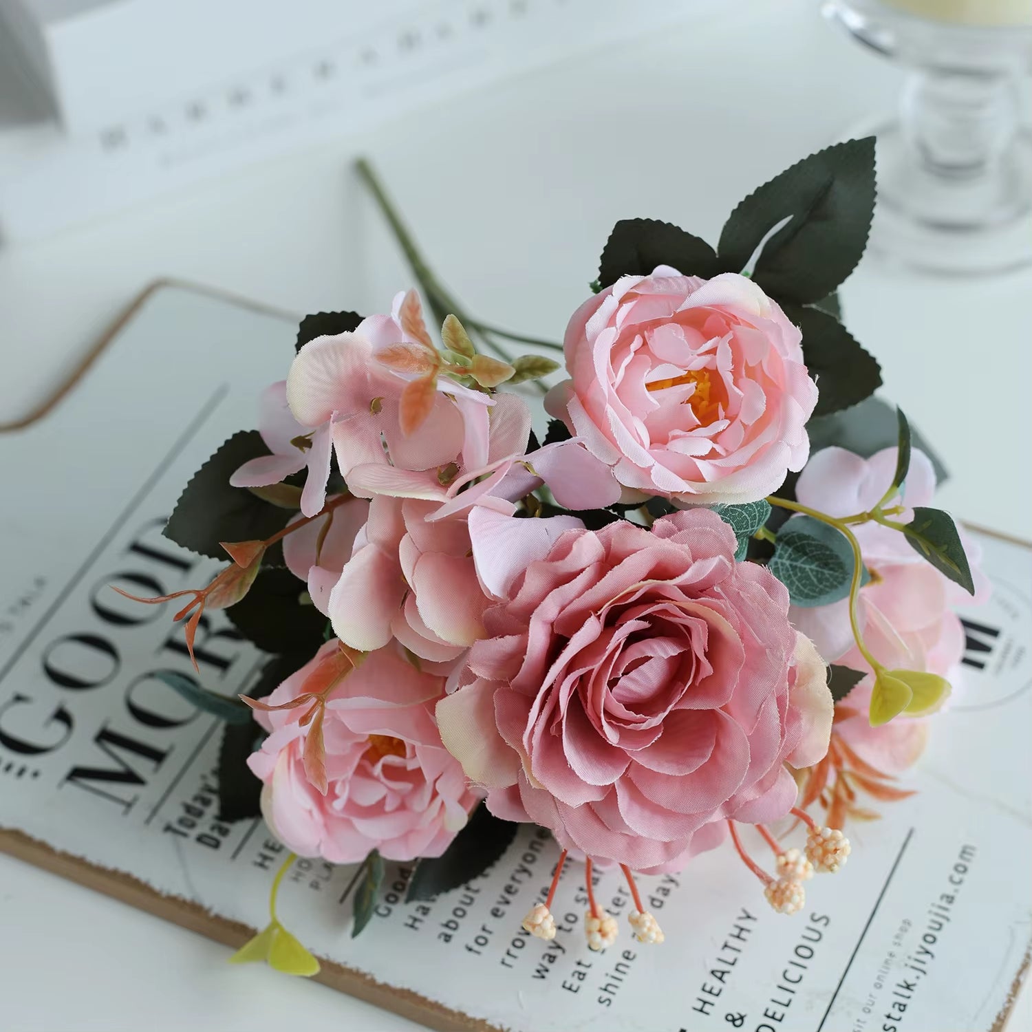 1PC Fall Artificial Peony Flowers Silk Hydrangea Rose Living Room Home Vase Garden Wedding Bridal Bouquet Diy Party Decoration
