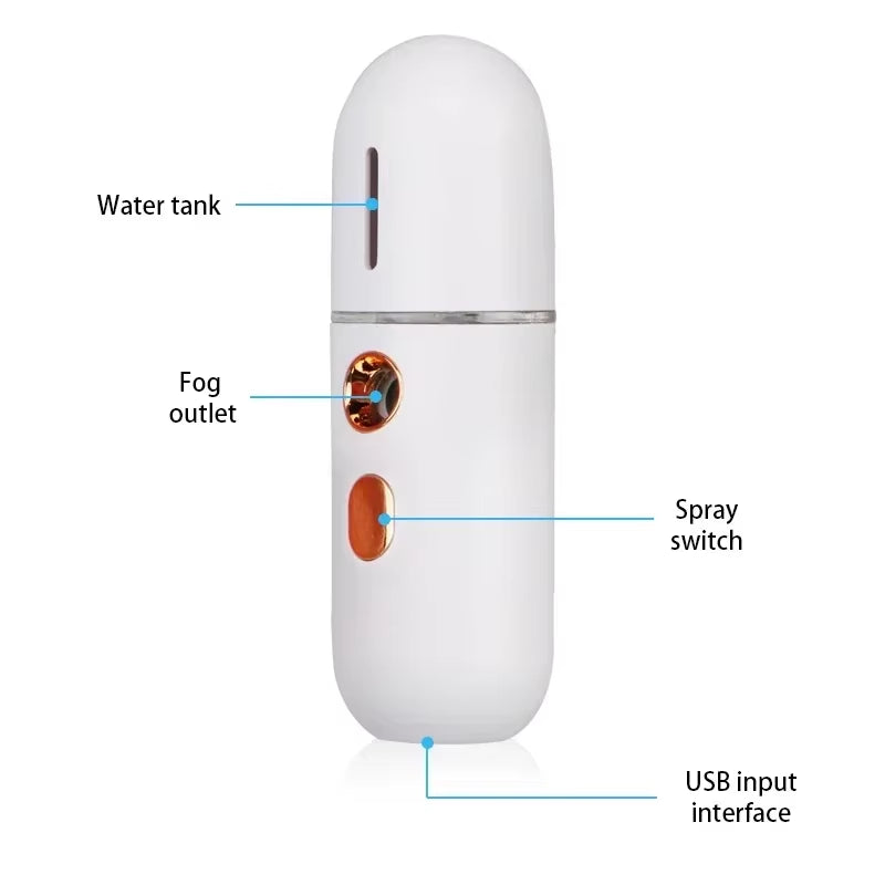 Facial Steamer Device Beauty Spray Hydrating Apparatus Rechargeable Mini Portable Humidifier