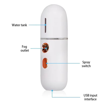 Facial Steamer Device Beauty Spray Hydrating Apparatus Rechargeable Mini Portable Humidifier