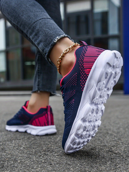 Womens Super-Breathable Lace-Up Sport Shoes - Lightweight & Fashionable Flying Woven Design - Ideal for Casual Everyday Wear - Durable & Comfortable Beauty World Shop