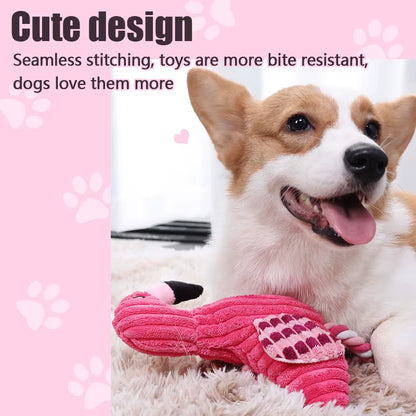 1PC Cute Flamingo Plush Dog Toys Funny Interactive Squeaky Chew Ropes Toys for Small Large Pets Teeth Cleaning Supplies