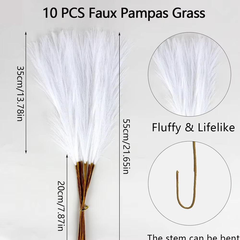 10Pcs Artificial Pampas Grass Decor Flowers Fake Plant Reed Fordiy Floral Table Arrange Flower Wedding Home Christmas Decoration