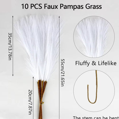 10Pcs Artificial Pampas Grass Decor Flowers Fake Plant Reed Fordiy Floral Table Arrange Flower Wedding Home Christmas Decoration