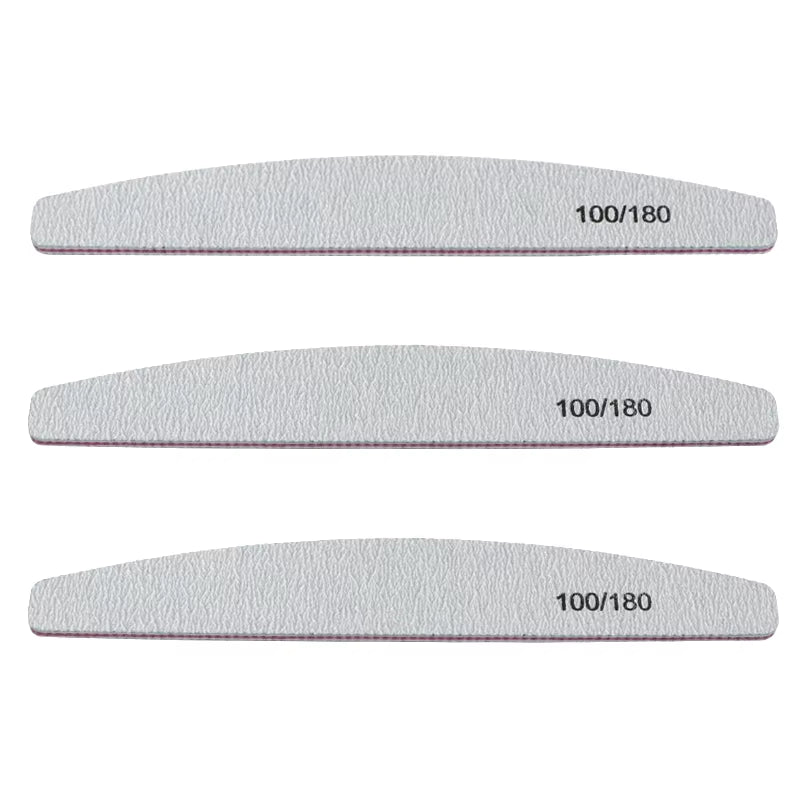 10Pcs 100/180 Nail File Sanding Polishing Buffer Block UV Gel Nail Polisher Manicure Pedicure Tools Nail Care Tools Grey Boat