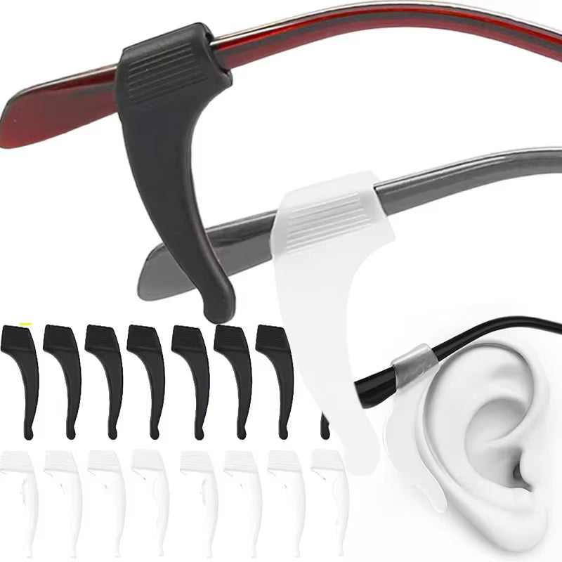 Silicone Anti-Slip Ear Hooks Holder for Glasses Black/Transparent Elastic Eyeglasses Retainer Holders Eyewear Accessories