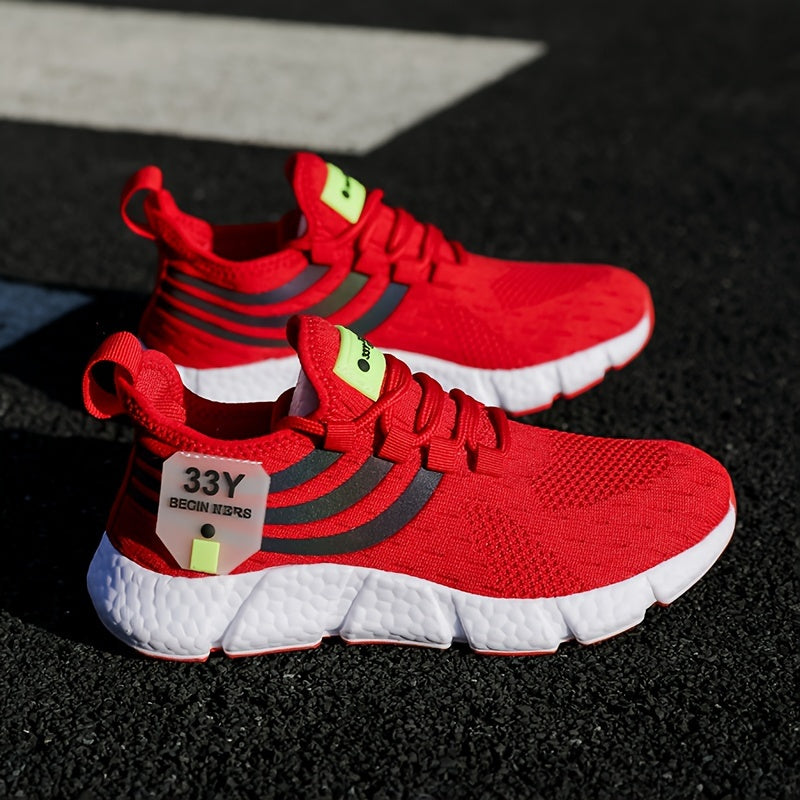 Women's Breathable Knit Platform Sneakers, Casual Lace Up Outdoor Shoes, Comfortable Low Top Sport Shoes Plus Size Beauty World Shop