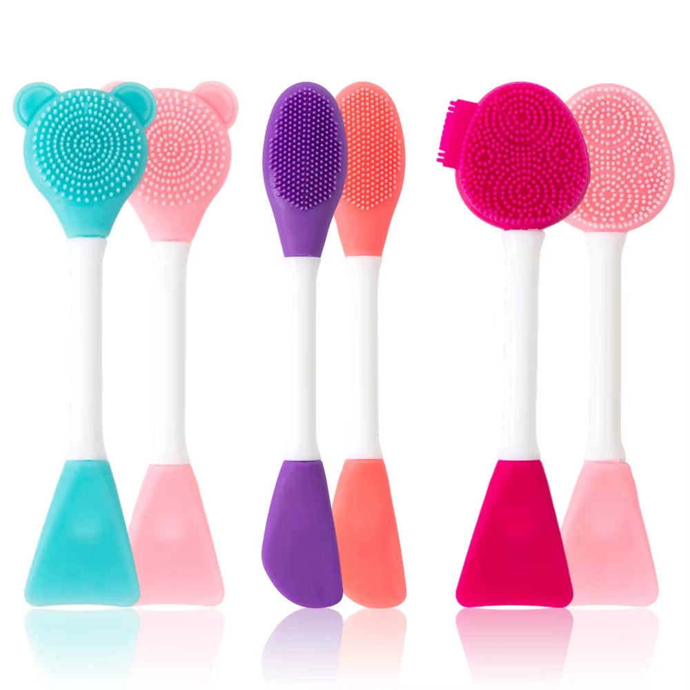 Facial Cleaning Silicone Brush Facial Mask Applicator Skincare Accessories Silicone Body Scrubbers 2In1 Spa Facial Wash Brushes