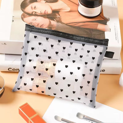 1Pcs Mesh Clear Cosmetic Bags Small Large Black Makeup Bag Portable Travel Toiletry Organizer Case Lipstick Storage Pouch