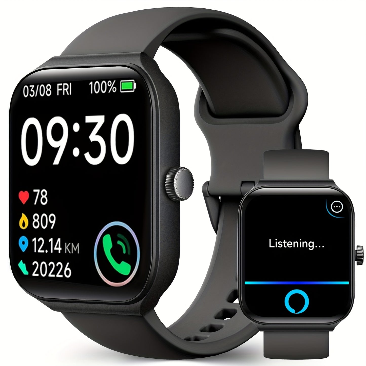 FAWEIO Smart Watch For Men Women Wireless Call, 1.95" Smartwatch With 100+ Sport Modes, Fitness Activity Tracker Pedometer, Built-in Alexa, For iPhone & Android, Perfect Gift For Family And Friends
